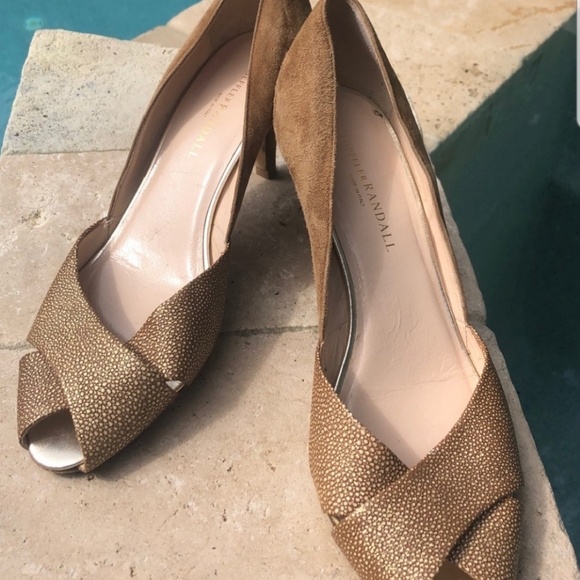 beige suede kitten heels